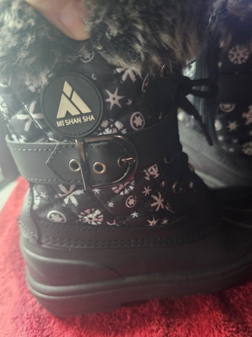 Mishansha Snow Boots Girls Size 12 Snowflake - Preowned